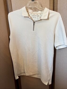 Cactus Man Short-Sleeve Half-Zip Textured Polo Large